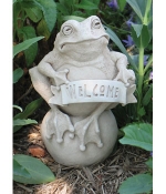 Frog on the Ball Welcome Indoor - Outdoor Plaque or Statue - Product Image