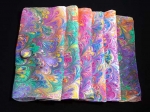 Hand Marbled Silk Scarf with Clip - Summer - Product Image