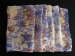 Hand Marbled Silk Scarf with Clip - Denim - Product Image