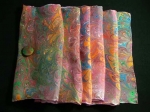 Hand Marbled Silk Scarf with Clip - Bittersweet - Product Image