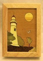 Marquetry Top Box (5 X 4) - 'Lighthouse' - Product Image