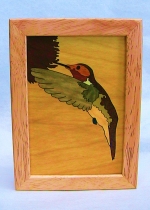 Marquetry Top Box (5 X 4) - 'Hummingbird' - Product Image