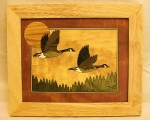 Marquetry Framed Panel (10 X 12) - 'Northwoods Geese' - Product Image