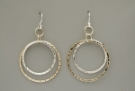 Double Peened Mixed Metal Circle Earrings - Product Image