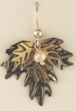 Silver and Brass Leaf Earrings - Product Image