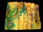 Hand Marbled Silk Scarf with Clip - Autumn Gold - Product Image
