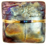 Dragonfly Raku Square Spirit Rattle - Product Image
