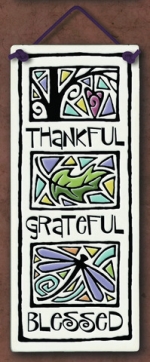 Thankful Grateful Blessed Large Tall Plaque - Product Image