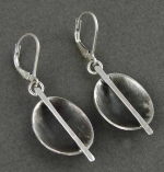 Oxidized Sterling Cup with Bisecting Linear Sterling Stick Earring - Product Image