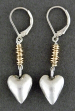 Sterling Heart Drop on 14KT Goldfilled Wrap Earring - Product Image