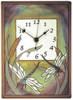 Dragonflies and Cattails Ceramic Wall Clock - Product Image