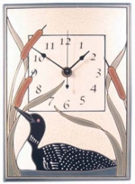 Loon and Cattails Ceramic Wall Clock - Product Image