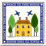 Hand Painted House Blessing Tile Trivet or Wall Hanging - Product Image