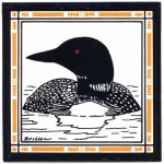 HAND PAINTED SINGLE LOON TILE TRIVET OR WALL HANGING - Product Image