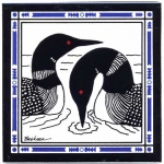 HAND PAINTED PAIR LOONS TILE TRIVET OR WALL HANGING - Product Image